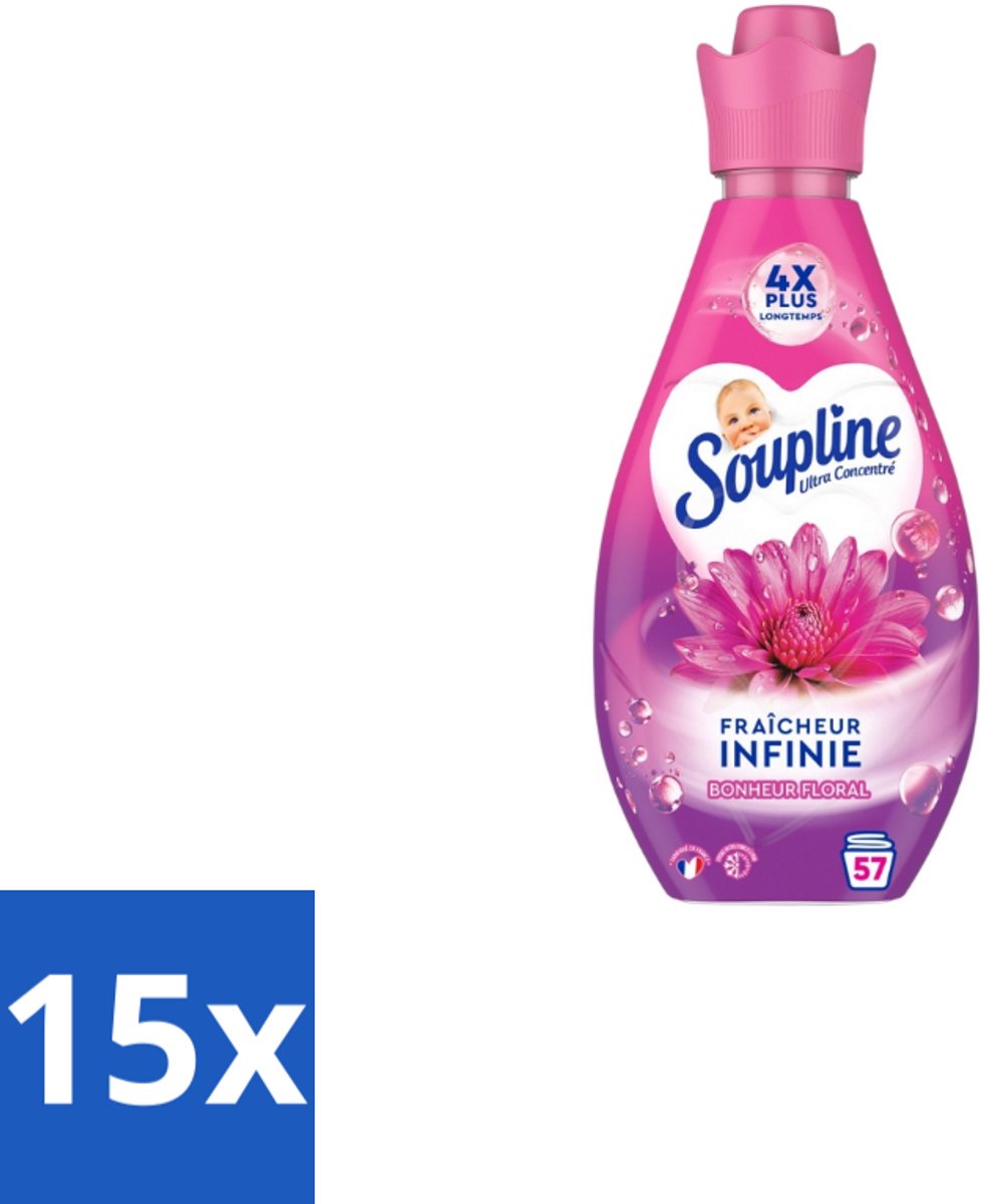 Soupline – Wasverzachter – Infinite Freshness Floral Happiness – 800 ml - Bulkverpakking - 15 stuks