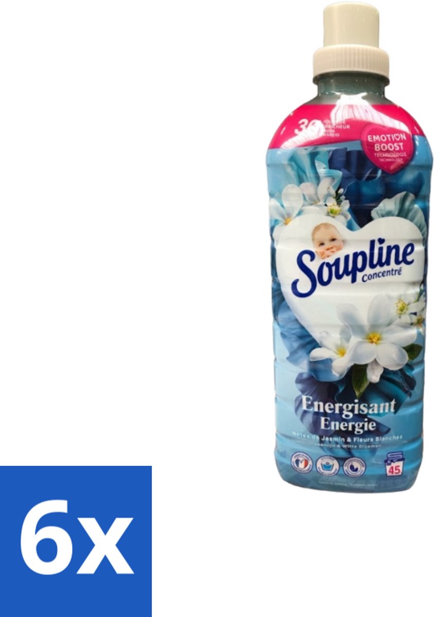 Soupline – Wasverzachter – Energie Jasmijn & Witte Bloemen – 950 ml - Voordeelverpakking - 6 stuks