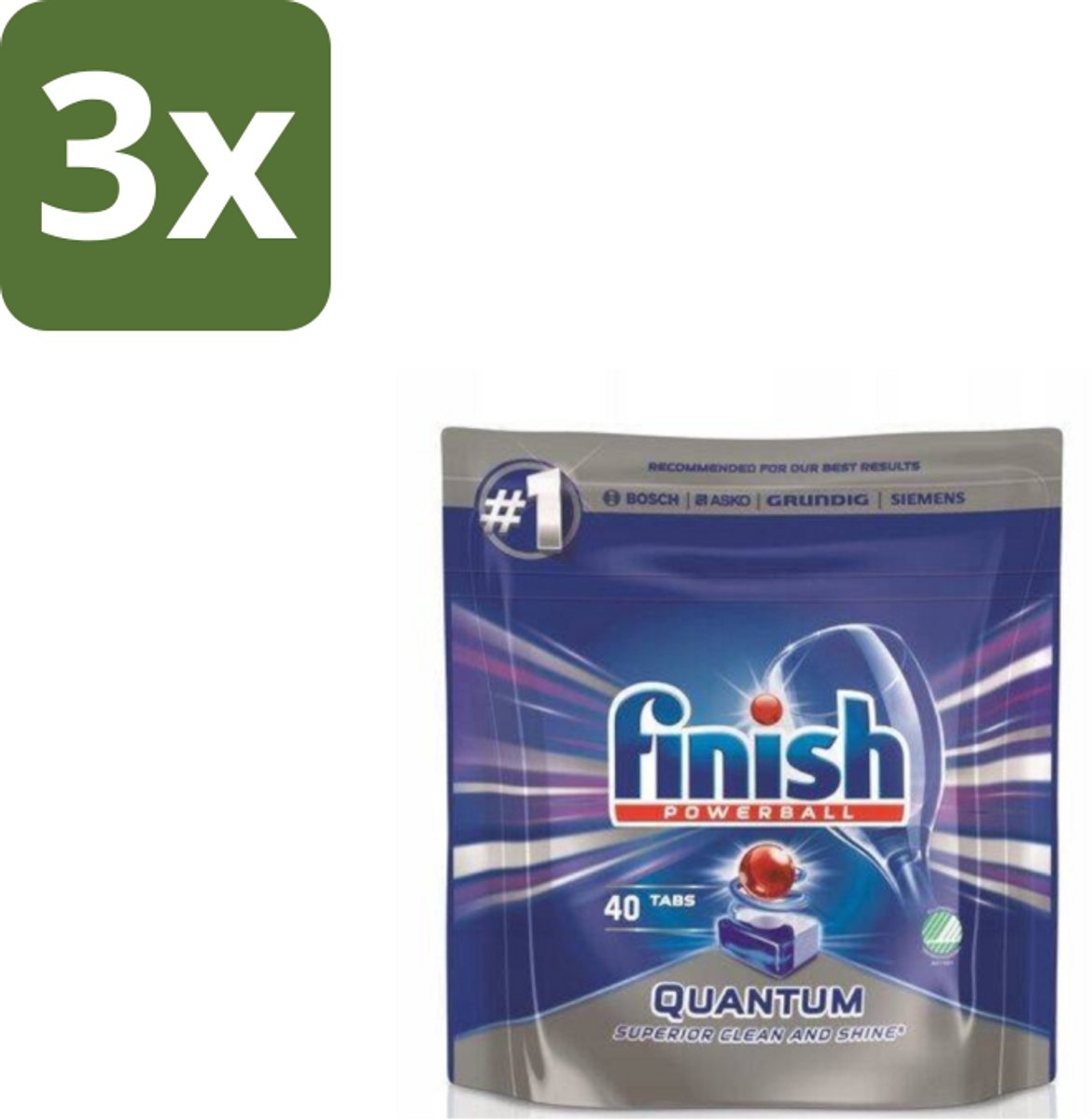3 x Finish – Vaatwastabletten – Quantum Regular – 40 Capsules - Vaatwastabletten - Vaatwasser - Vaat Reinigen - Vaatwasser Tablet - Vaatwasser Tabletten