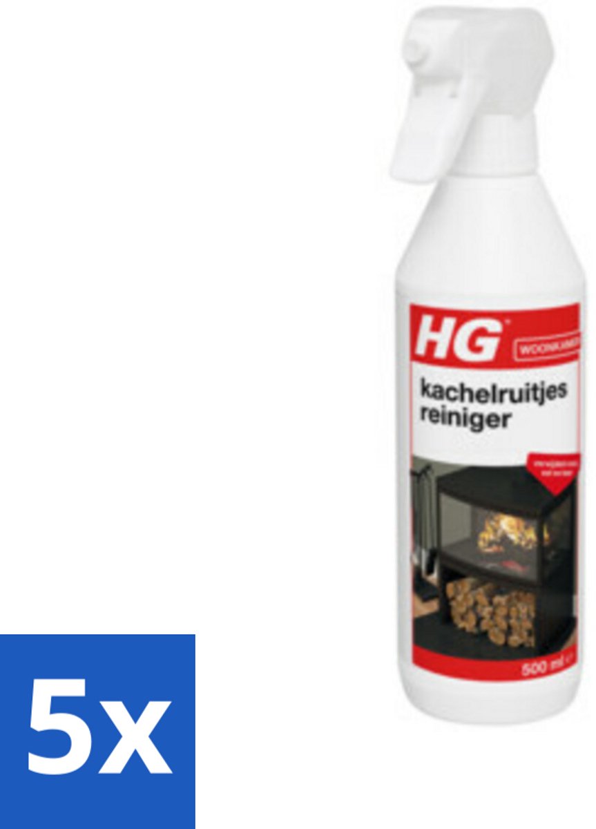 5 x HG Kachelruitjes Reiniger 500 ml - Kachelruiten Reinigen - Roet Verwijderen - Haardvenster Reinigen - Baksteen Reinigen - Kachel Reinigen