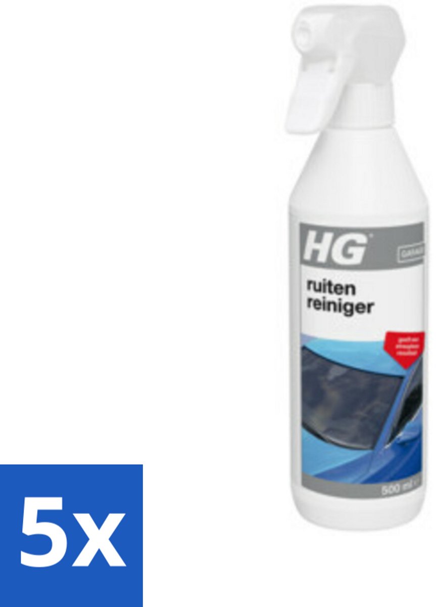 5 x HG Ruitenreiniger 500 ml - Ruitenreiniger - Ruiten Reinigen - Ruiten Reinigen Binnen En Buiten - Ruiten Reinigen Auto - Ruiten Reinigen Caravan