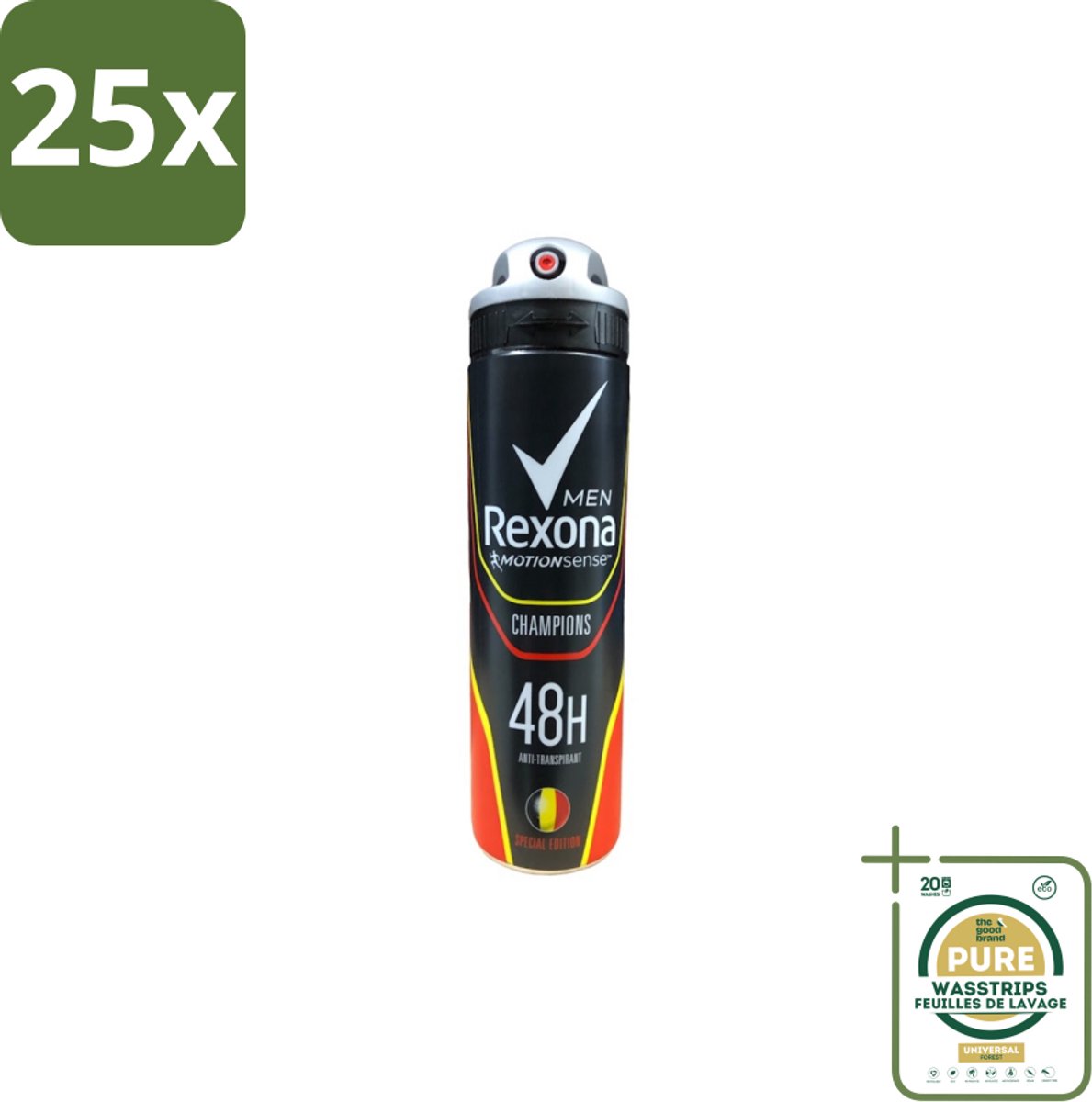 25 x Rexona – Deodorant Spray – Champions – 150 ml - Grootverpakking - Deodorant Spray - Sportieve Geur - Zweetbestendig - Frisheid - Mannen Deodorant