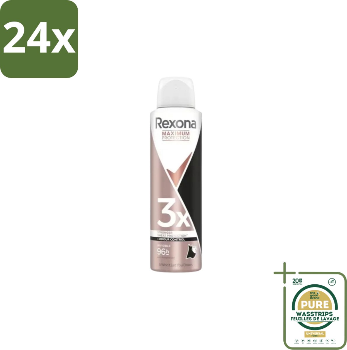 Rexona – Deodorant Spray – Maximum Protection Invisible – 150 ml - Voordeelverpakking - 24 stuks - Frisse geur - Witte strepen voorkomen