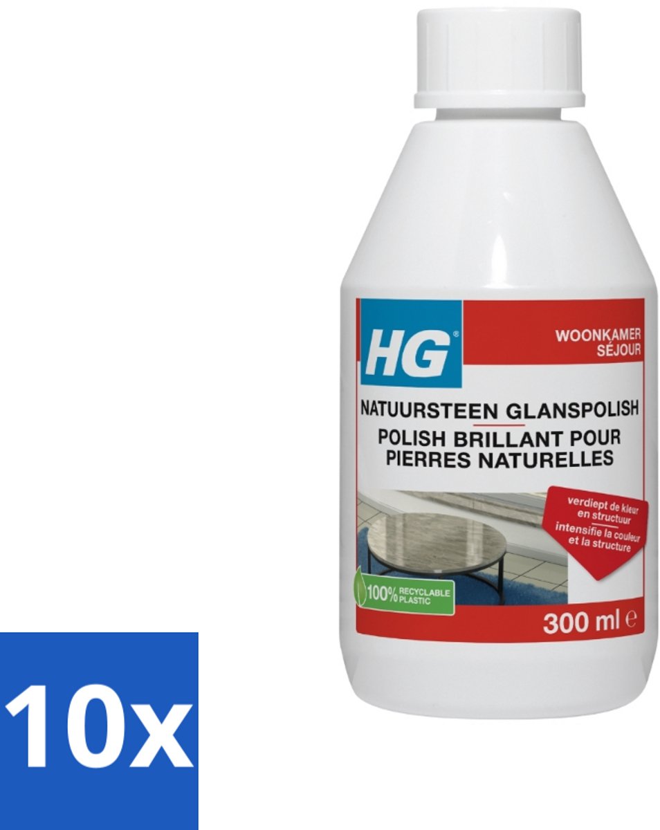10 x HG Natuursteen Glans Polish 300 ml - Natuursteen Polish - Glanspolish - Natuursteen Onderhoud - Steen Reinigen - Steen Beschermen
