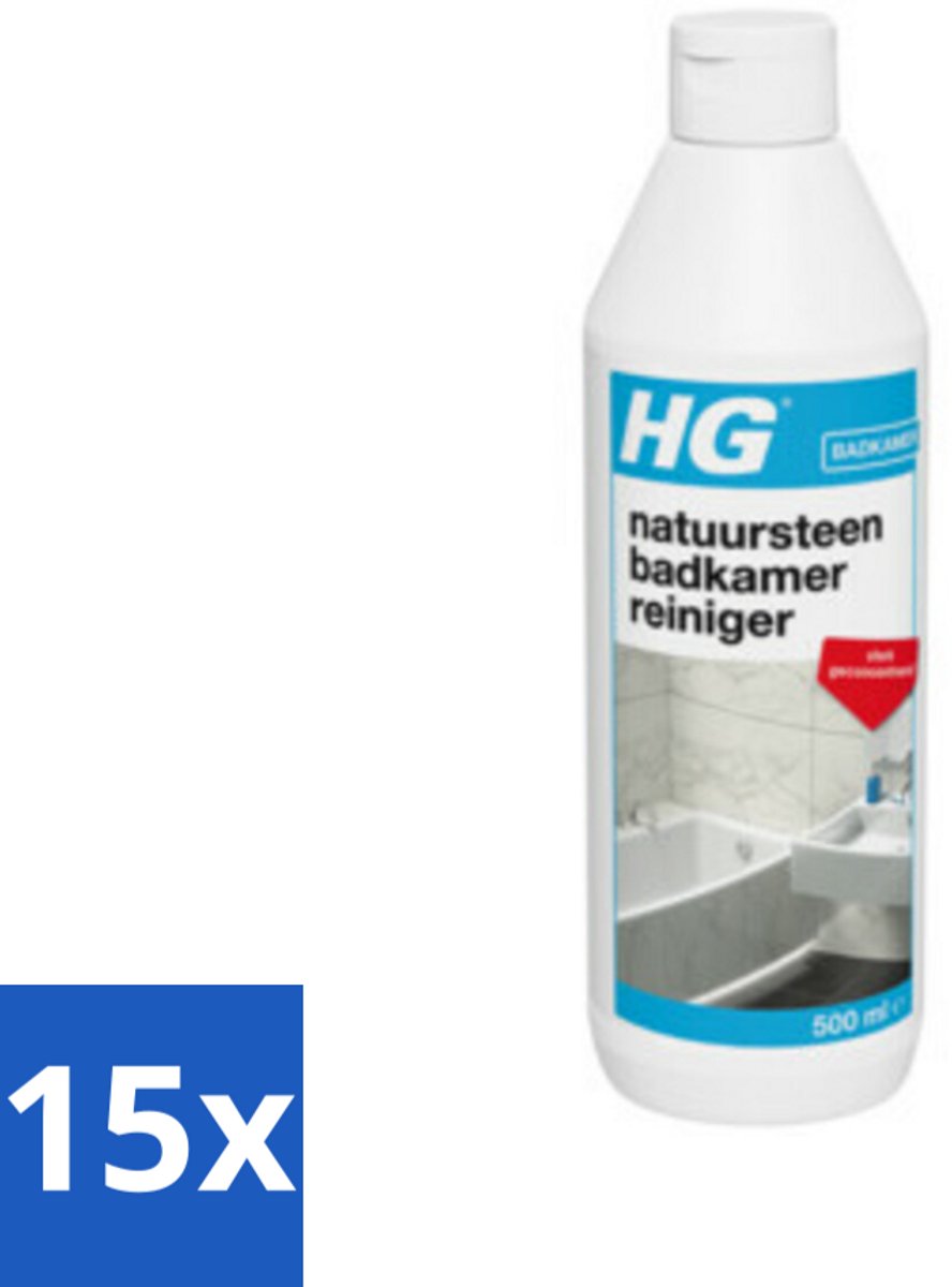 15 x HG Natuursteen Badkamer Reiniger 500 ml - Badkamerreiniger - Natuursteen Reinigen - Marmer Reinigen - Kalkaanslag Verwijderen - Badkamer Reinigen