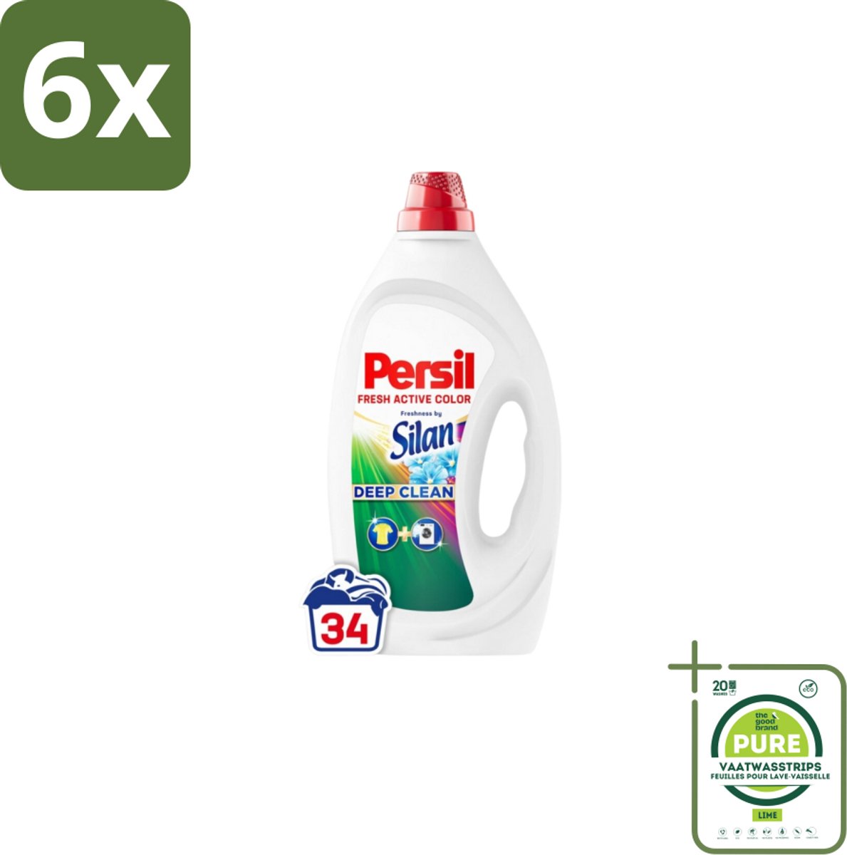 Persil – Vloeibaar Wasmiddel – Color Freshness by Silan – 34 Wasbeurten - Voordeelverpakking - 6 stuks - Wasmiddel - Wasmachine