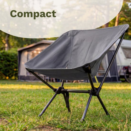 TRVLMORE Campingstoel - Opvouwbaar - 100KG Draagvermogen - Incl. Draagtas - Klapstoel - Visstoel - Kampeerstoel - Vouwstoel - Grijs — afbeelding 2