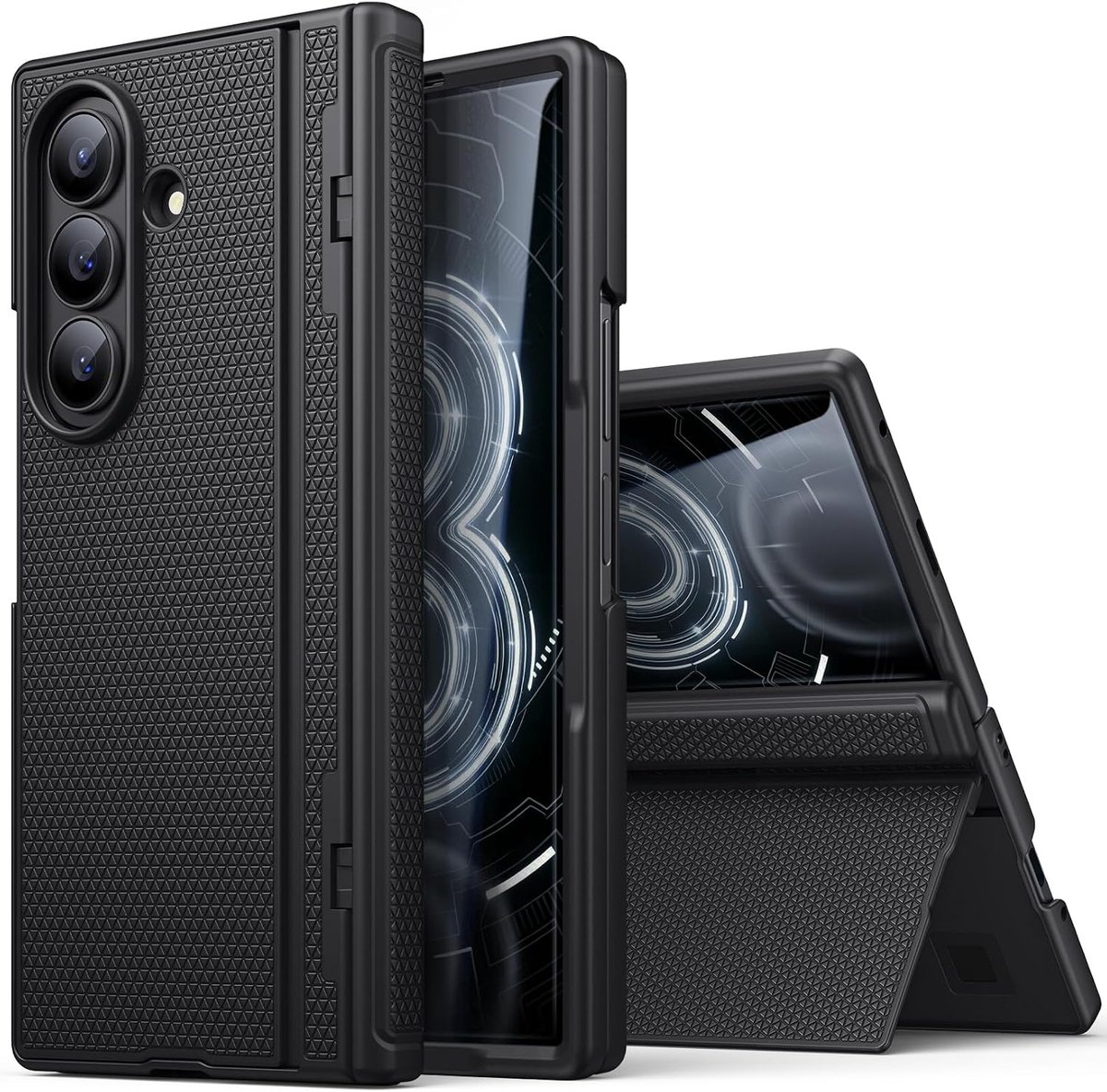Zandarix Geschikt voor Samsung Galaxy Z Fold 8 Ultra - Ingebouwde Screenprotector - Scharnierbescherming - Robuuste volledige cover - Back Cover Hoesje - Zwart