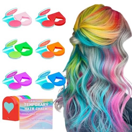 Afwasbare Haarkrijt voor Meisjes - Glow in the Dark Haarverf in 6 Kleuren