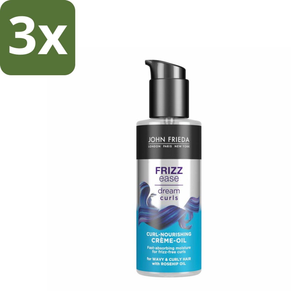 John Frieda – Haarolie – Dream Curls Curl Defining Crème Oil – Krulverzorging – 100 ml - Bulkverpakking - 3 stuks