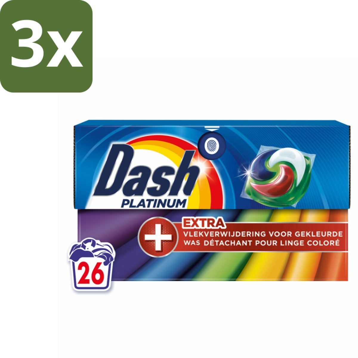 Dash – Wasmiddelcapsules – 4in1 Pods + Extra Vlekverwijdering Color – 26 capsules - Bulkverpakking - 3 stuks