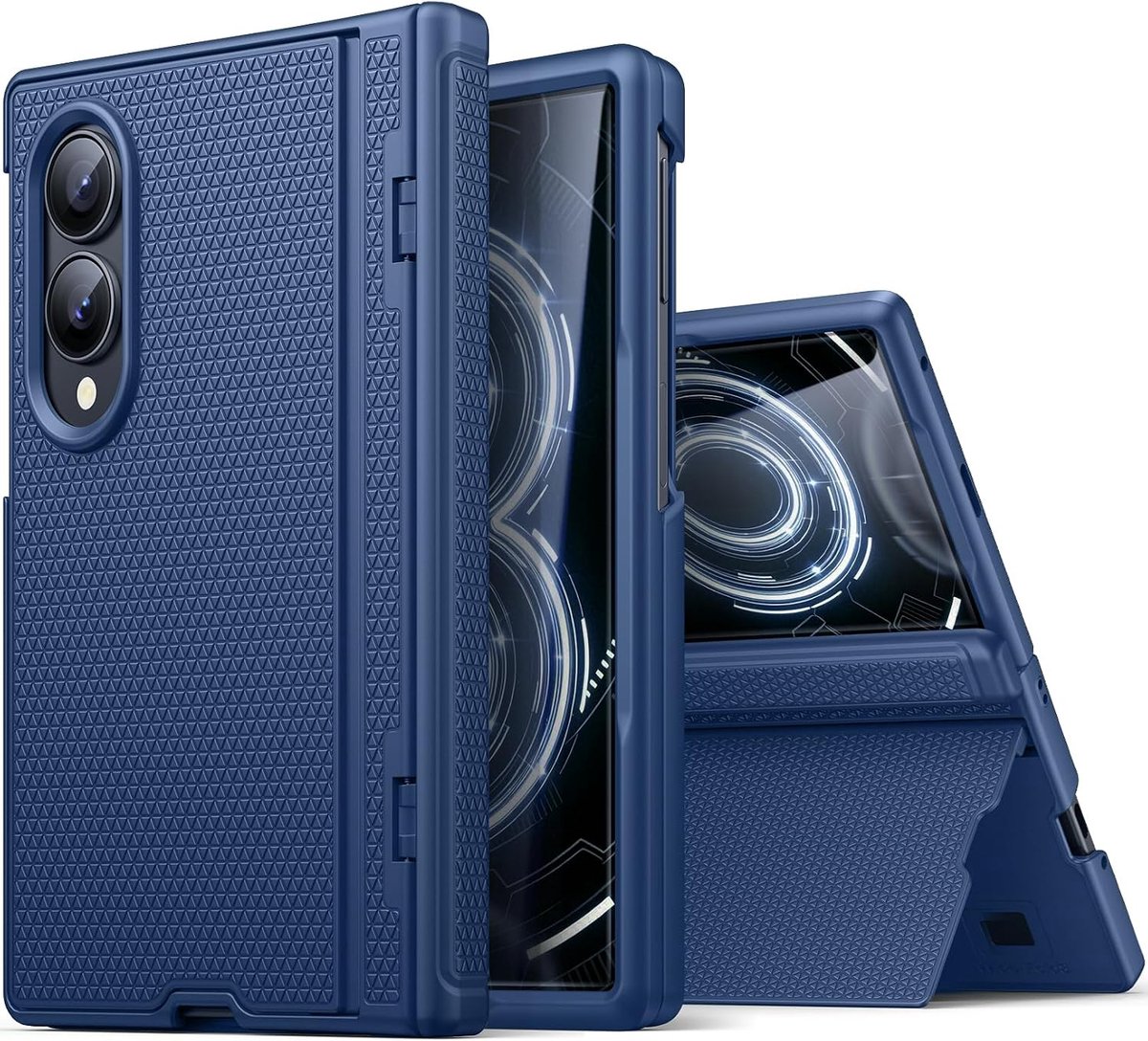 Zandarix Hoesje Geschikt voor Samsung Galaxy Z Fold 8 - Ingebouwde Screenprotector - Scharnierbescherming - Robuuste volledige cover - Back Cover Hoesje - Blauw