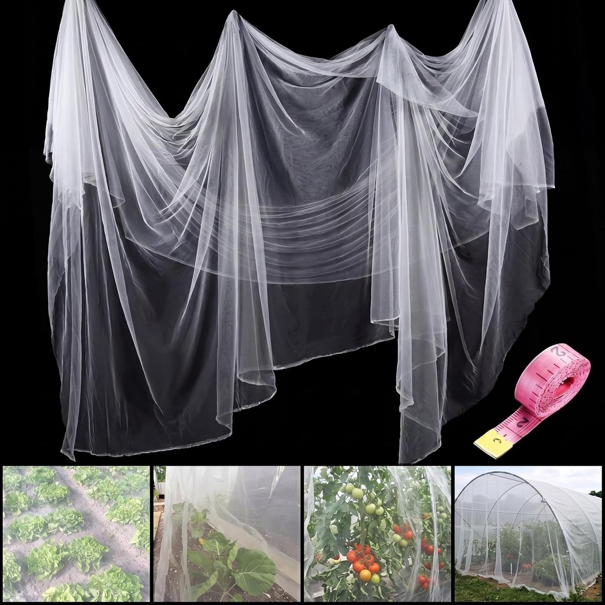 Insectennet voor Tuin, Vliegen- en Vogelscherm, Bescherming voor Planten en Jacht (Wit, 3x10m)