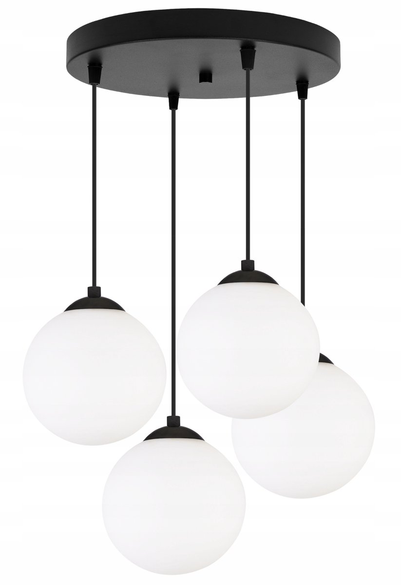 Moderne Zwarte Plafondlamp met Witte Glazen Bollen - E27