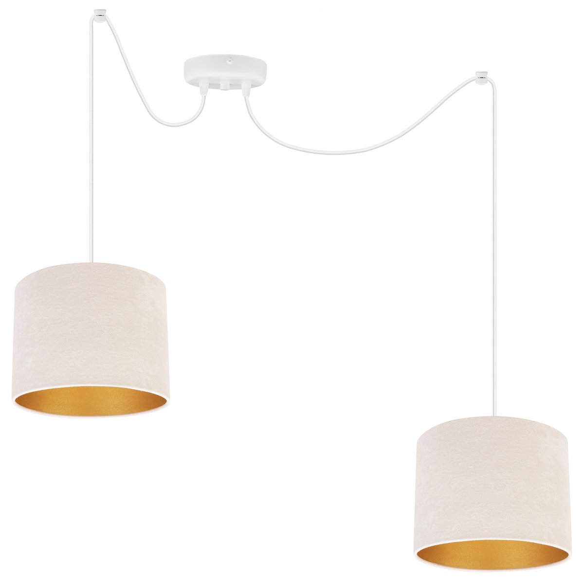Luxe Plafondlamp met Stoffen Kap - Goudkleurig