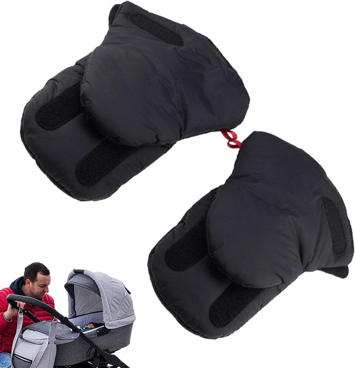Kinderwagen Wanten - Handmoffen - Warm Blijven - Extra Dik Fleece - 20 x 25 cm - Zwart