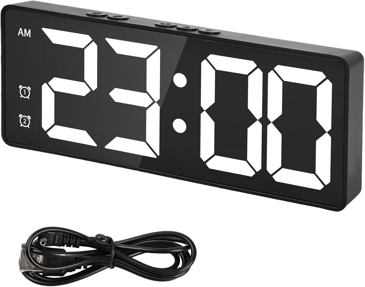 Digitale Wandklok met Temperatuurweergave, Stille LED Klok, Auto Dimming Functie voor Woonkamer, Slaapkamer en Klaslokaal