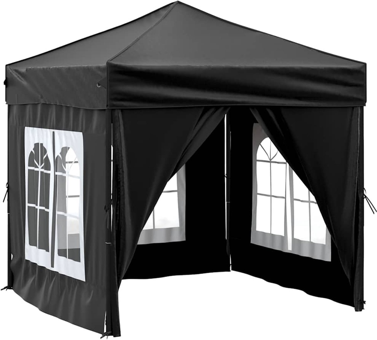 vidaXL Partytent inklapbaar met zijwanden 2x2 m zwart
