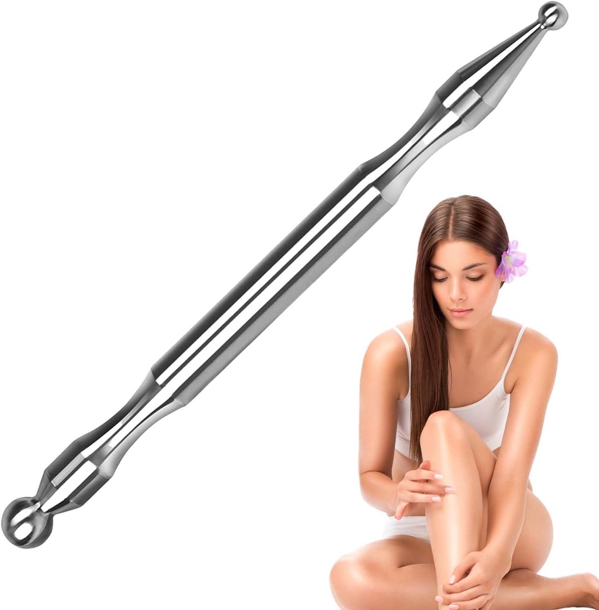 Massage Gereedschap - Triggerpoint Apparaat - Pijn Verlichting - Multifunctioneel Dubbelkop - 16.8 x 5.7 cm - Zilver