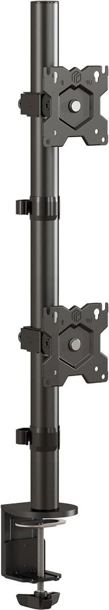 Dubbele monitorsteun - Verticale monitorhouder - Ergonomisch werken - Gestapelde monitorstandaard - Tot 34 inch - Zwart