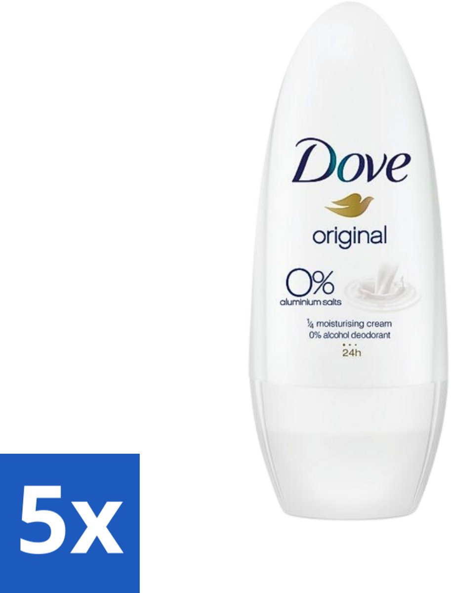 5 x Dove Original - Deodorant Roll-on - 50 ml - Dove Original Deodorant Roll-on - Deodorant Oksels - Alcoholvrije Deodorant - Frisse Oksels - Hydraterende Crème
