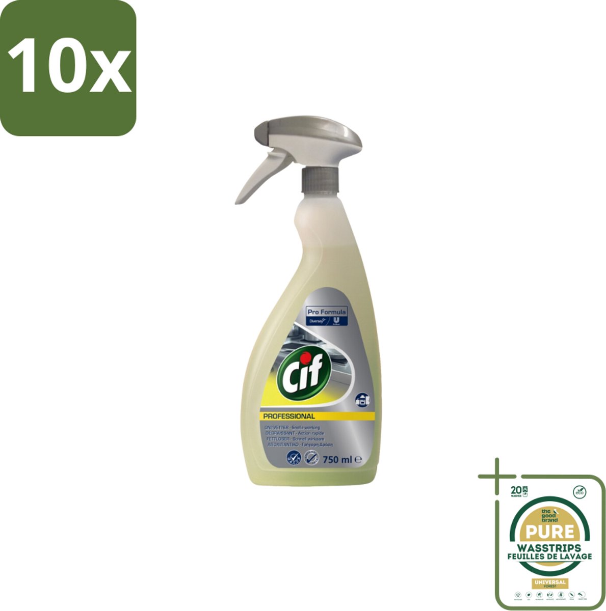 10 x Cif - Ontvetter - Business Solutions Krachtige Keukenontvetter - 750 ml - Grootverpakking - Keukenontvetter 750 Ml - Professionele Ontvetter - Niet-corrosieve Ontvetter - Aluminium Ontvetter - Vetverwijderaar