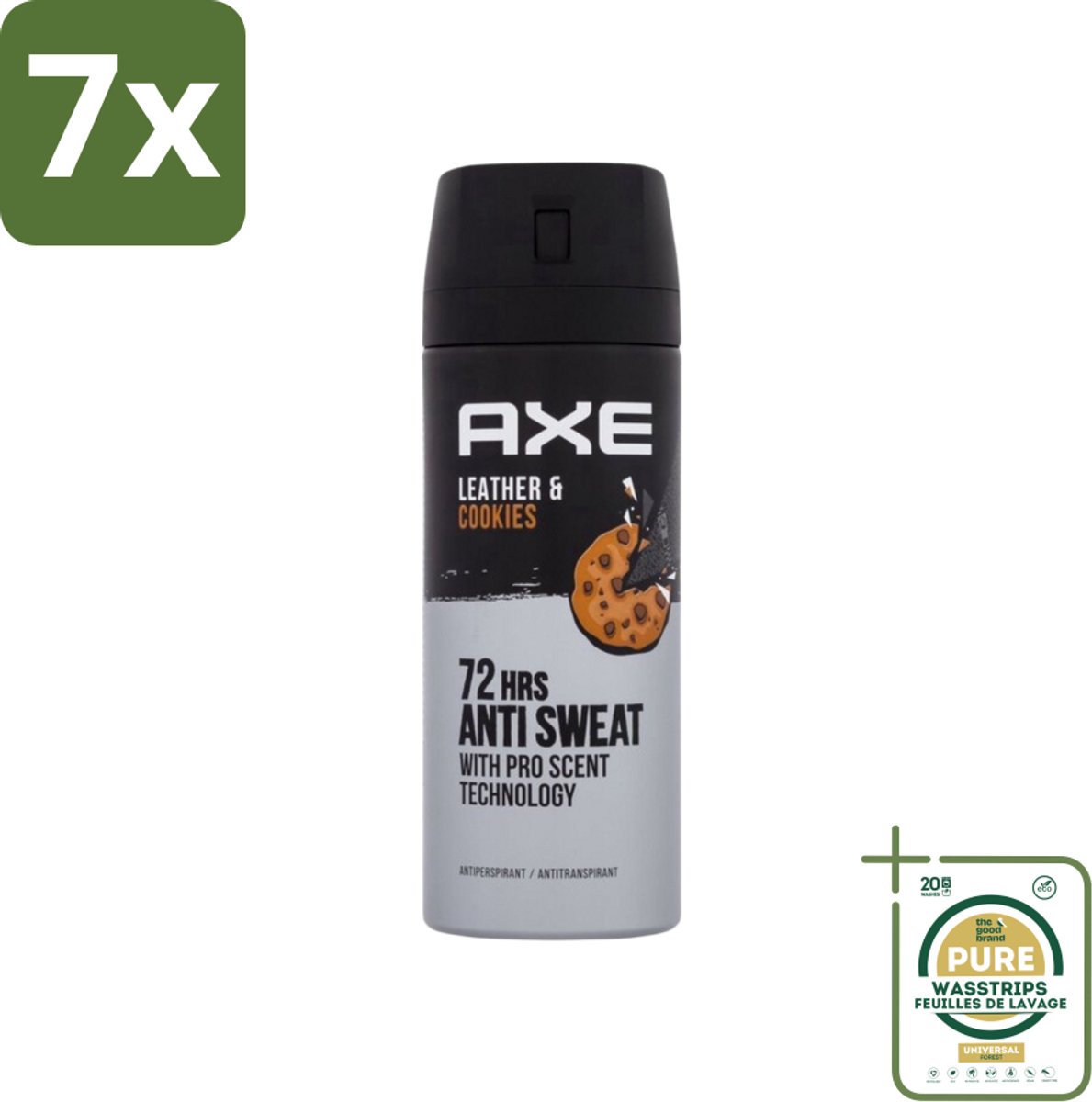 7 x Axe - Deodorant Spray - 72hrs Anti Sweat - Leather & Cookies - 150 ml - Grootverpakking - 72 Uur Anti Zweet - Deodorant Spray - Zweetbestendig - Leer En Koekjes Geur - Langdurige Frisheid