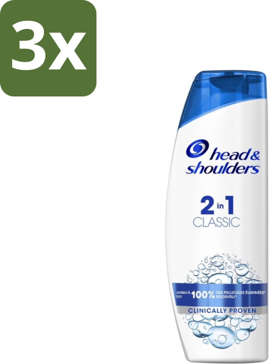 3 x Head & Shoulders - 2in1 Anti-Roos Shampoo & Conditioner - Classic - 270 ml - Roosvrij Haar - Roosbestrijding - Hoofdverzorging - Shampoo En Conditioner - Gezond Haar