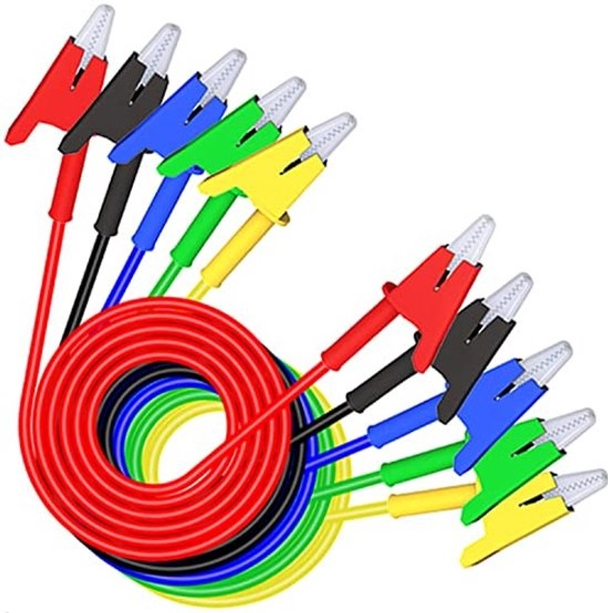 5 Stuks Krokodillenklemmen Meetsnoeren Dubbel Geëindigd voor Elektrisch Testen - 3.3ft/1m