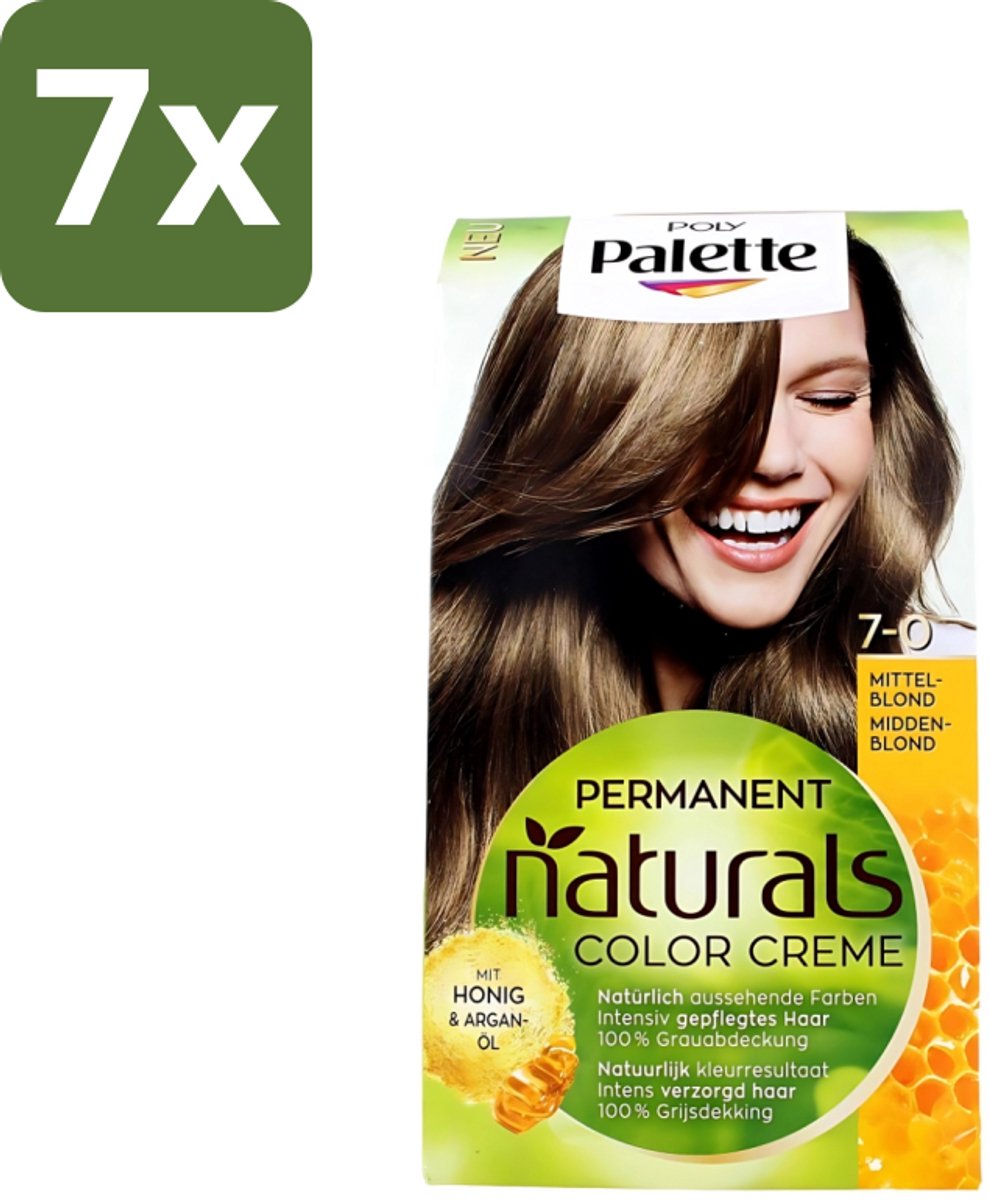 7 x Poly Palette - Haarverf - Middenblond 7-0 - 115ml - Haarverf - Middenblond - Permanente Haarverf - Natuurlijke Kleur - Haar Verzorging