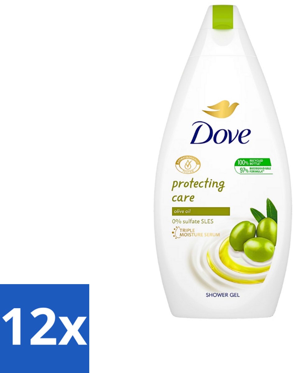 12 x Dove Protecting Care - Douchegel - Olijfolie - Sulfaatvrij - 450 ml - Dove Douchegel - Olijfolie Douchegel - Hydraterende Douchegel - Sulfaatvrije Douchegel - Zachte Douchegel