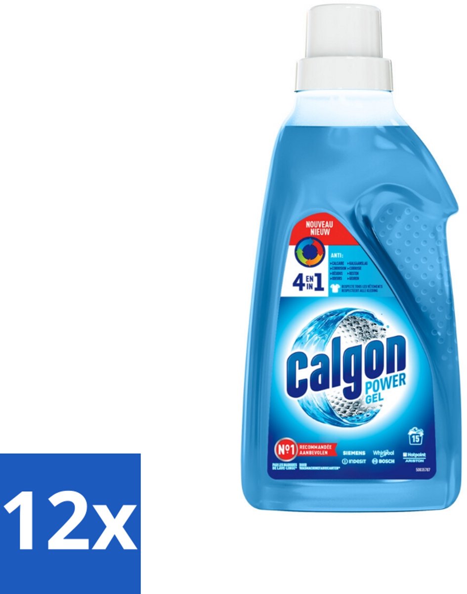 12 x Calgon - Wasmachinereiniger - Gel - Tegen Kalkaanslag / Wasmiddelresten / Geuren - 750 ml - 15 Wasbeurten - Wasmachinereiniger - Kalkremmers - Wasmiddelresten - Wasmachineonderhoud - Wasmachine Schoonmaken