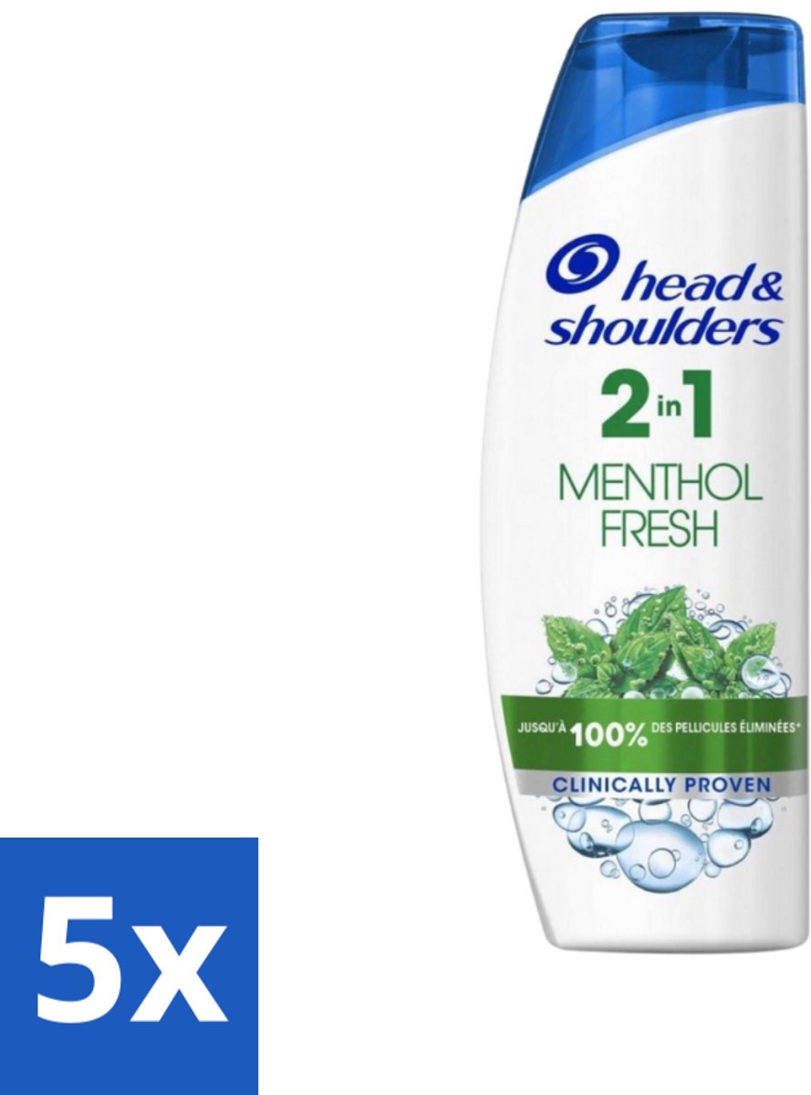 5 x Head & Shoulders - 2in1 Anti-Roos Shampoo & Conditioner - Menthol Fresh - 270 ml - Roosvrij Haar - Menthol Fris - Hoofdjeuk - Hoofdverzorging - Anti-roos Shampoo