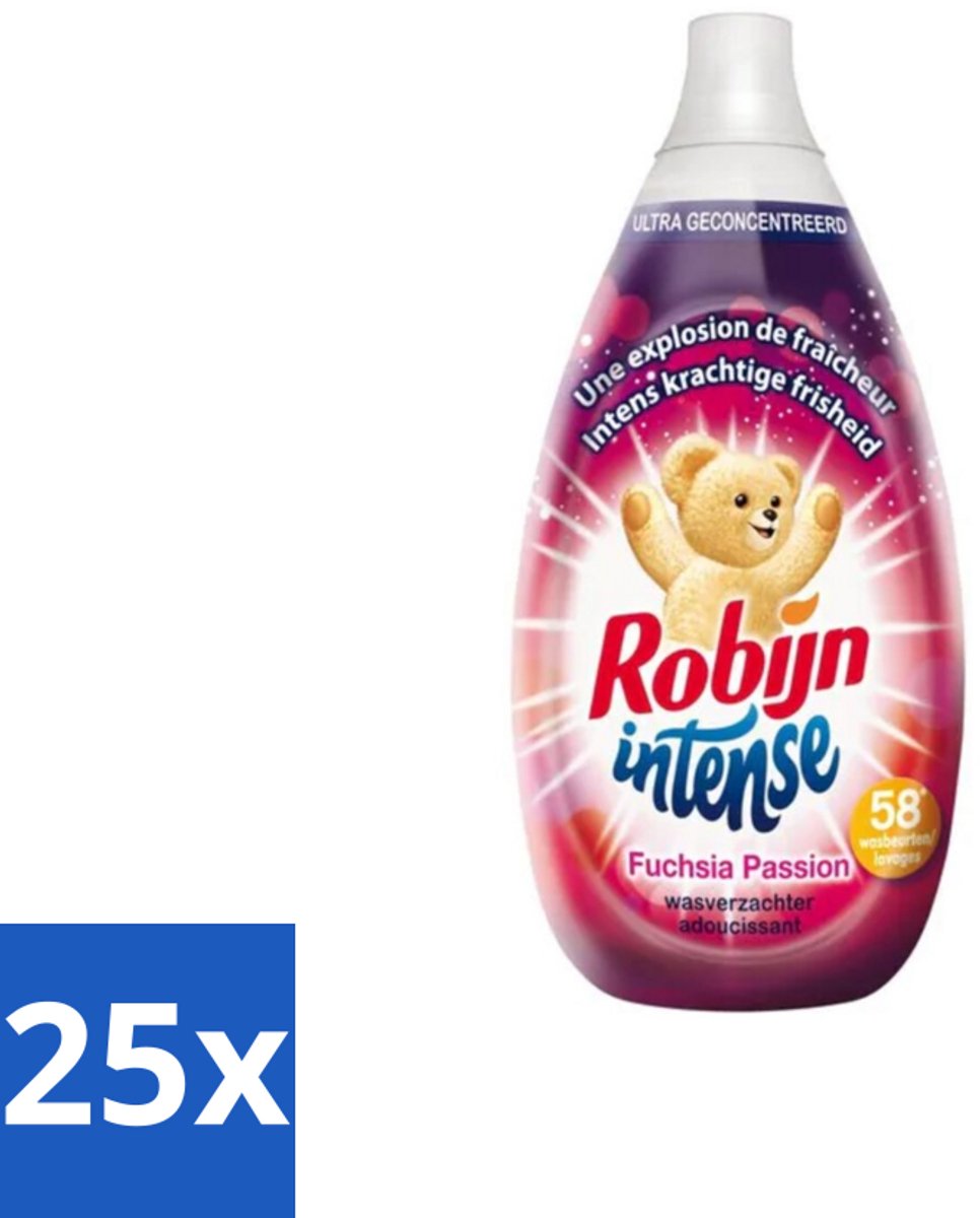 25 x Robijn Intense - Wasverzachter - Intense Fuchsia Passion - 870ml - 58 Wasbeurten - Wasverzachter - Wasverzachter Fuchsia Passion - Wasverzachter Robijn Intense - Wasverzachter Fuchsia - Wasverzachter Voor Kleding