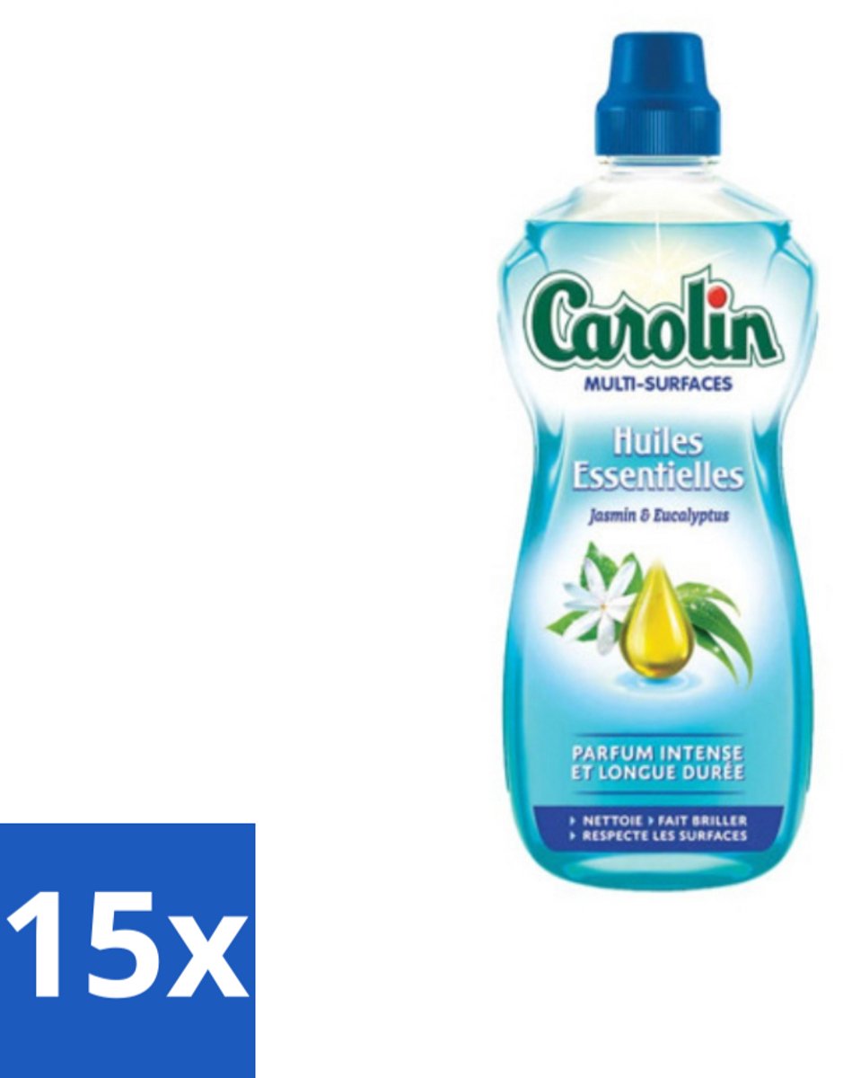 15 x Carolin - Allesreiniger - Essentiële Oliën van Jasmijn en Eucalyptus - 1 L - Allesreiniger - Jasmijn En Eucalyptus - Reiniging - Geur - Oppervlakken Reinigen