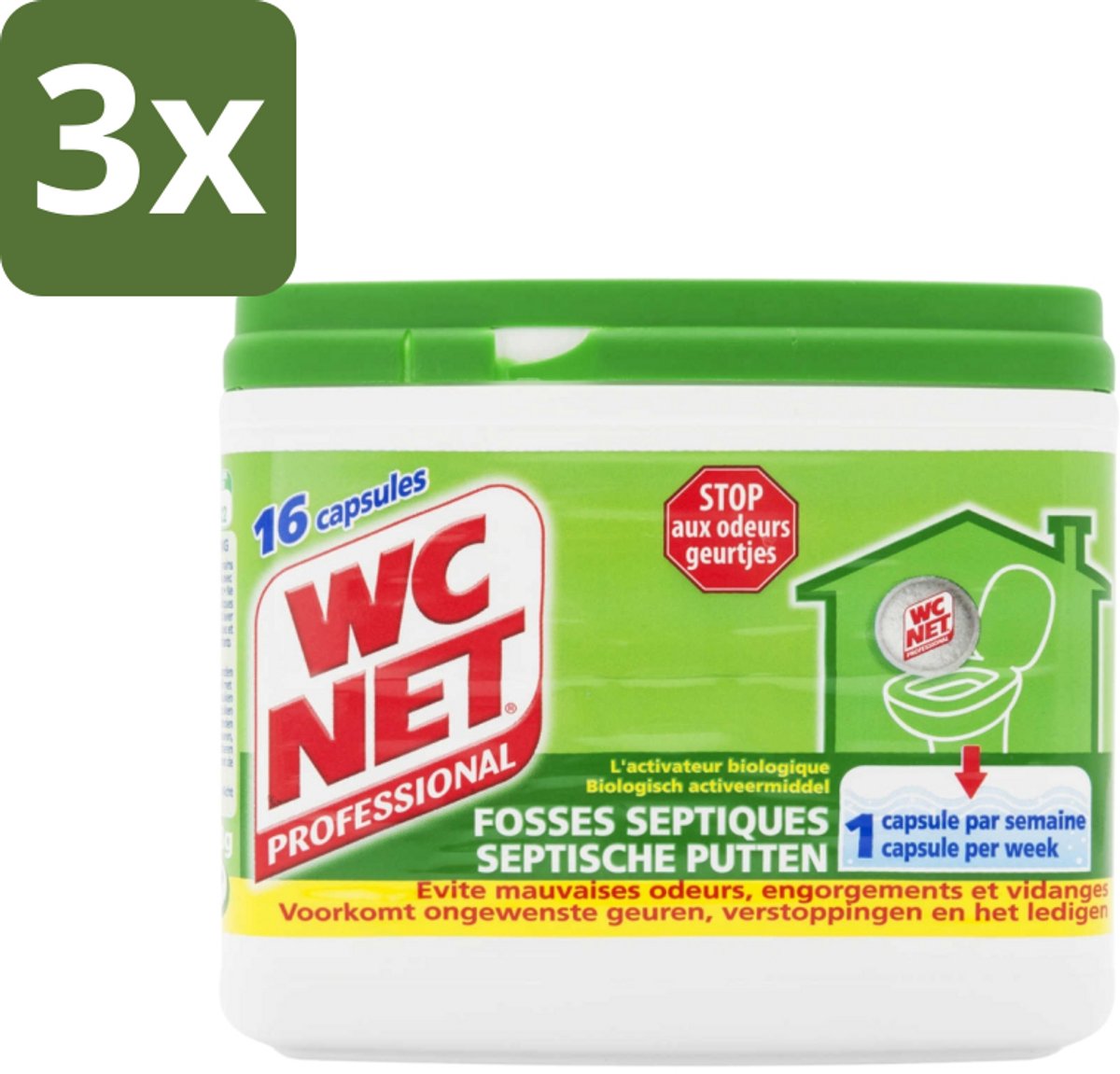3 x WC Net - Ontstopper - Voorkomt Ongewenste Geuren - 16 Capsules - WC Net Ontstopper - Toilet Geur - Verstopping Voorkomen - Toilet Reinigen - Toilet Bescherming