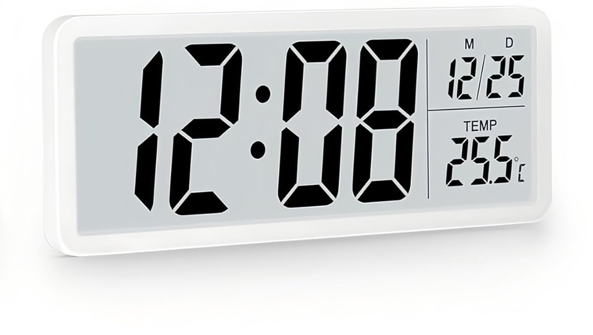 Elzusha - Digitale Muurklok met Temperatuurweergave 8,5 Inch
