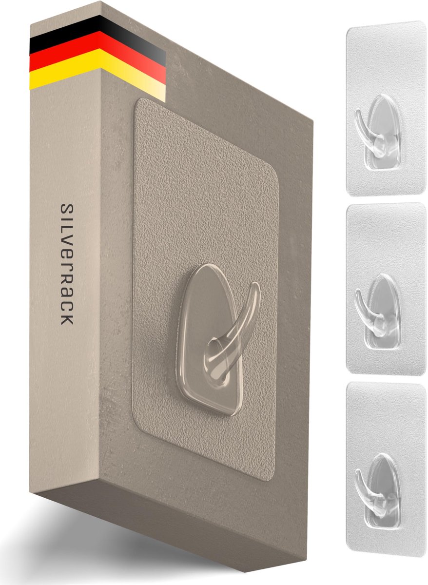 Elzusha- Kleefhaken Set van 4 - Zelfklevend tot 3 kg - Wandhaken voor Tegels/Glas/Hout - Herbruikbaar zonder Boren - Multifunctionele Decoratiehaken