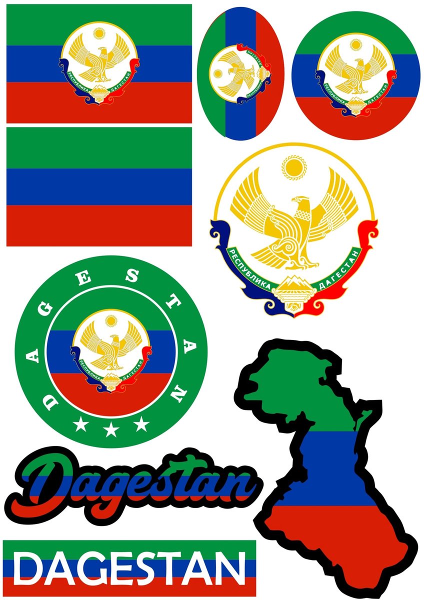 Elzusha - Dagestan Stickers Set - 9 Stuks voor Auto en Motor