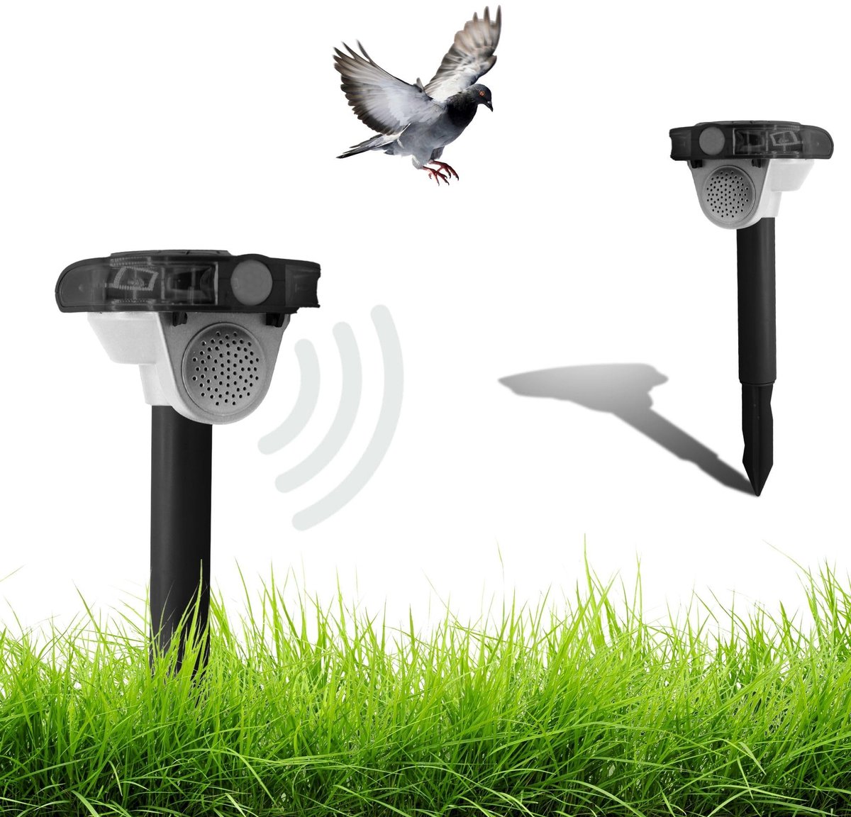 Elzusha - Ultrasone Vogelverschrikker met Flits en 270 Graden Bereik