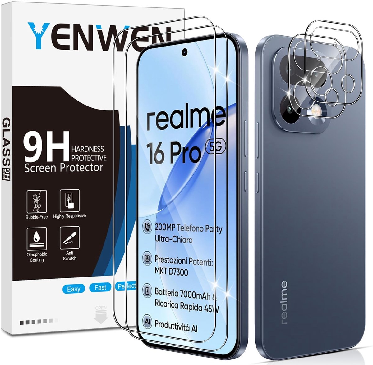Elzusha - 2x Gehard Glas Screen Protector voor Mobiele Telefoon met Camera Bescherming