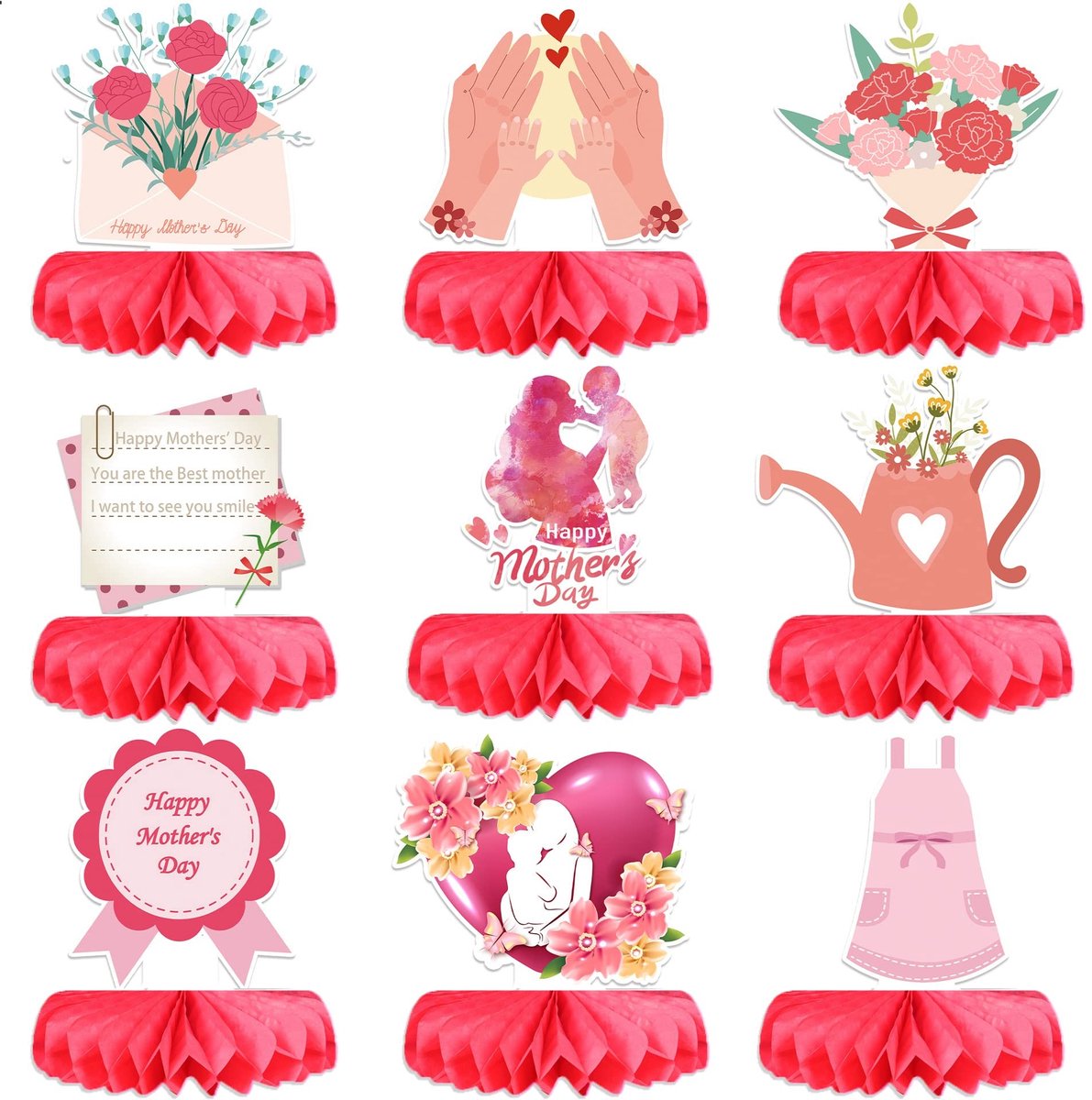 Elzusha - Set van 9 Wabenkugel Ornamenten voor Decoratie