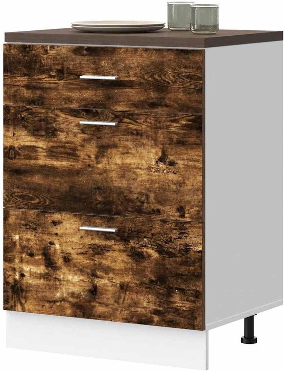 Keukenkast - Opbergkast - Keuken Organiseren - Verstelbare poten - 60 x 46 x 81.5 cm - Eikenhout
