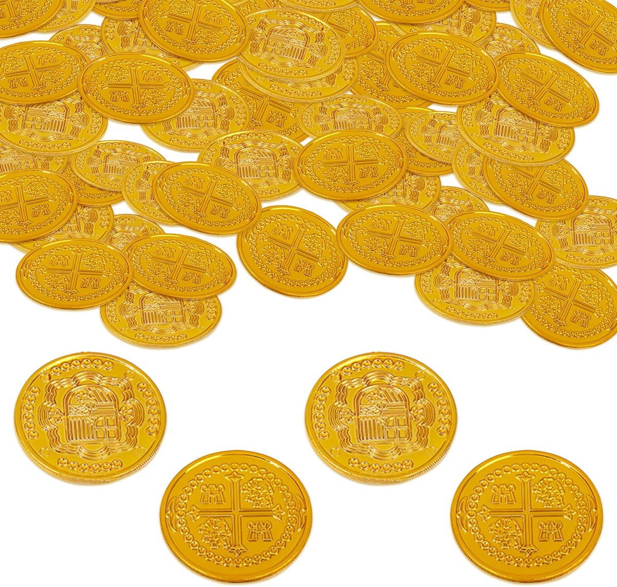 Elzusha - Set van 100 Gouden Piratenmunten voor Spelletjes en Feesten