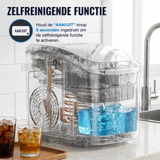 AALVERO - Ijsblokjesmachine - Ijsblokjesmaker - Ijsblokjesappraraat - 12kg per 24 uur - 6 Min 8 Stuks - Schep - Ijsmandje - Zwart — afbeelding 2