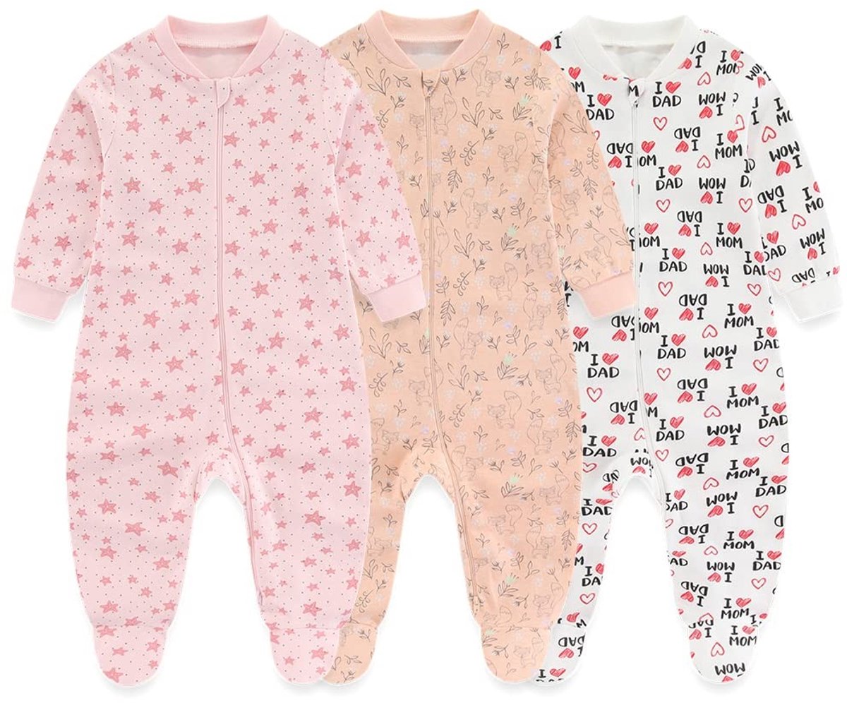 Elzusha - Baby Jongens Slaapoutfit met 2-Weg Rits - Lange Mouw - 6-9 maanden