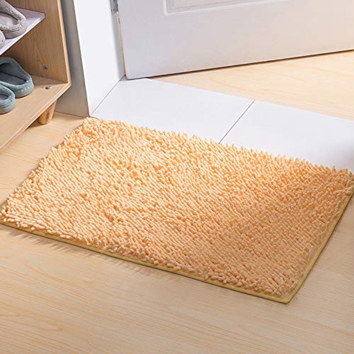 Elzusha - Shaggy Chenille Badmat - Comfortabel en Antislip (60 x 40 cm, Crème)