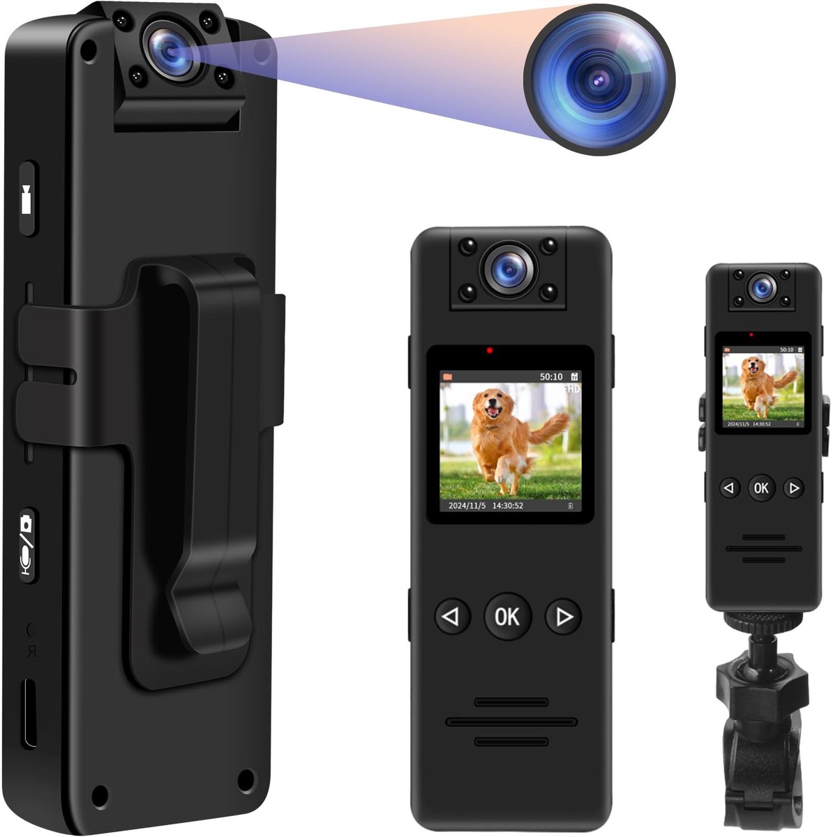 Elzusha - Bodycam met 180° Draaibare Lens en Nachtzicht