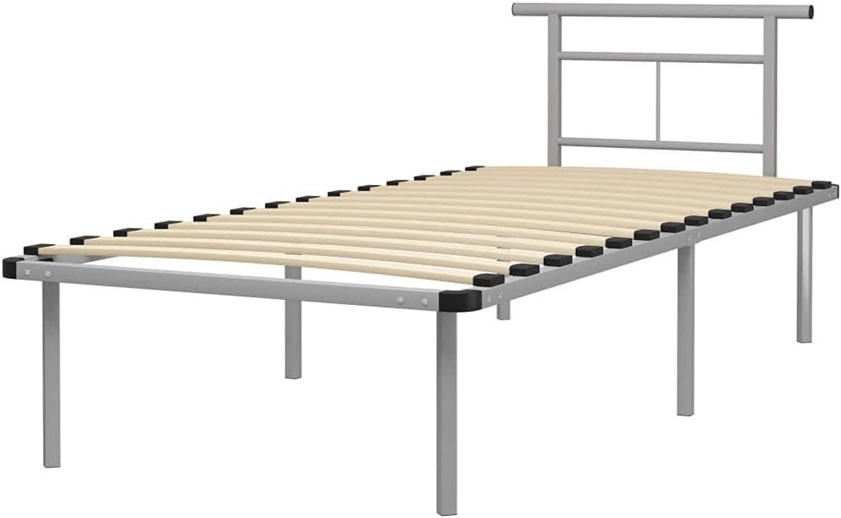 Metalen Bedframe - Bedonderstel - Slaapkamer Inrichting - Massieve Constructie - 90x200 cm - Grijs