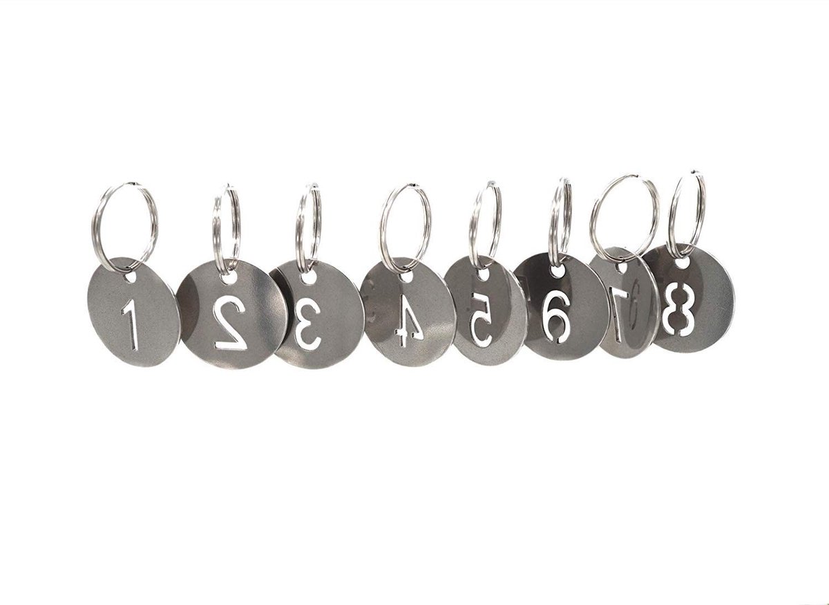 Elzusha - 500 Stuks RVS Sleutelhangers met Nummer Tags